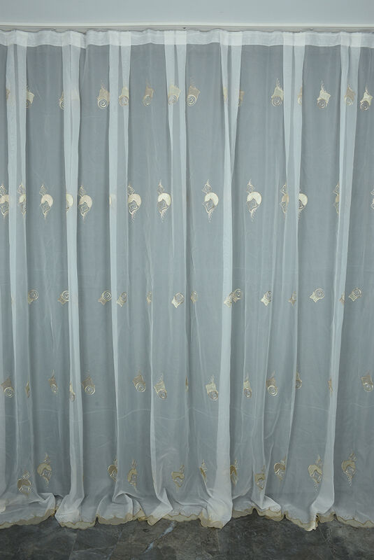 BRODE 3250 MODEL KIRIK BEYAZ RENK TEK KANAT Hazır dikilmiş Pileli Fon Perde 300*260 cm - 2