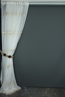 BRODE 3250 MODEL KIRIK BEYAZ RENK TEK KANAT Hazır dikilmiş Pileli Fon Perde 300*260 cm - 5