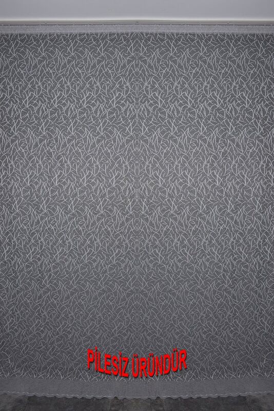 ÇALI MODEL GRİ RENK TEK KANAT PİLESİZ Hazır dikilmiş Fon Perde 150*260 cm - 1