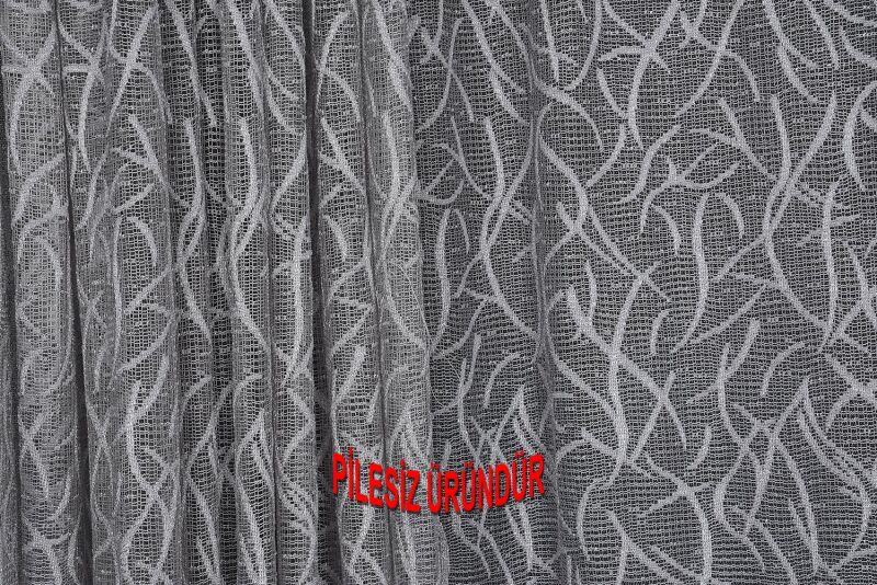 ÇALI MODEL GRİ RENK TEK KANAT PİLESİZ Hazır dikilmiş Fon Perde 150*260 cm - 4