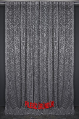 ÇALI MODEL GRİ RENK TEK KANAT PİLESİZ Hazır dikilmiş Fon Perde 150*260 cm - 6