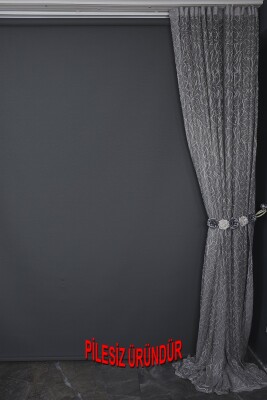 ÇALI MODEL GRİ RENK TEK KANAT PİLESİZ Hazır dikilmiş Fon Perde 150*260 cm - 9