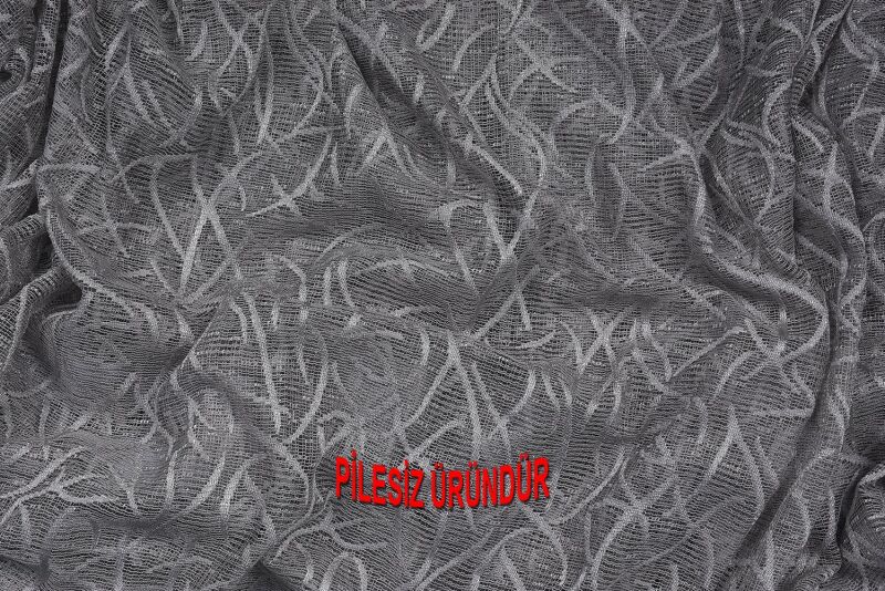 ÇALI MODEL GRİ RENK TEK KANAT PİLESİZ Hazır Fon Perde 200*260 cm - 7