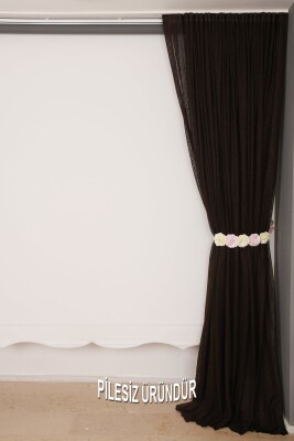 ÇİZGİLİ MODEL ACI KAHVE RENK TEK KANAT PİLESİZ Hazır dikilmiş Fon Perde 150*260 cm - 8