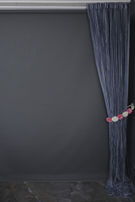 DÜZ İP MODEL DUMAN GRİSİ RENK HAZIR İP PERDE 300 CM EN 280 CM BOY - 8