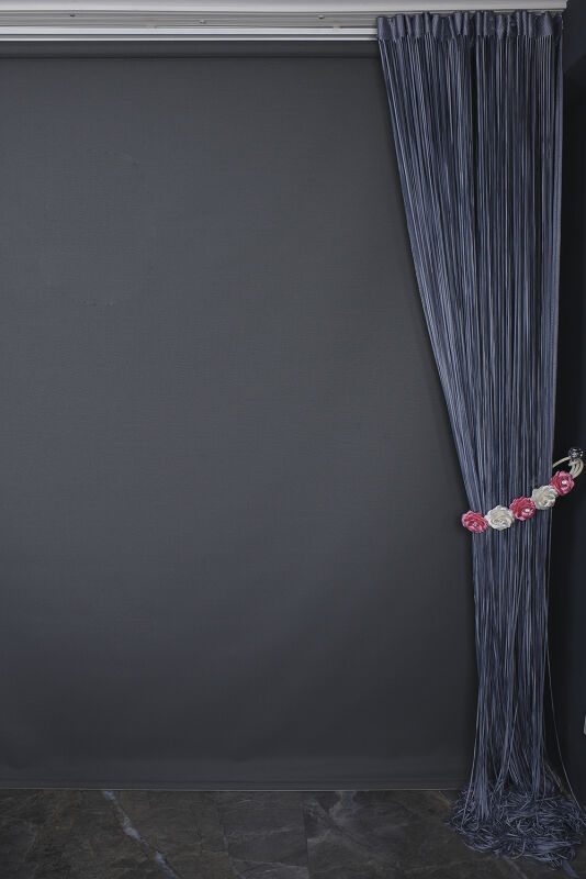 DÜZ İP MODEL DUMAN GRİSİ RENK HAZIR İP PERDE 300 CM EN 280 CM BOY - 8