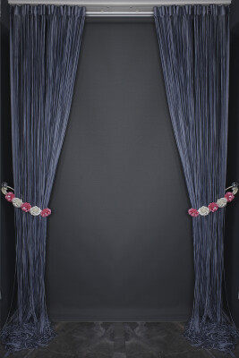 DÜZ İP MODEL DUMAN GRİSİ RENK HAZIR İP PERDE 300 CM EN 280 CM BOY - 9