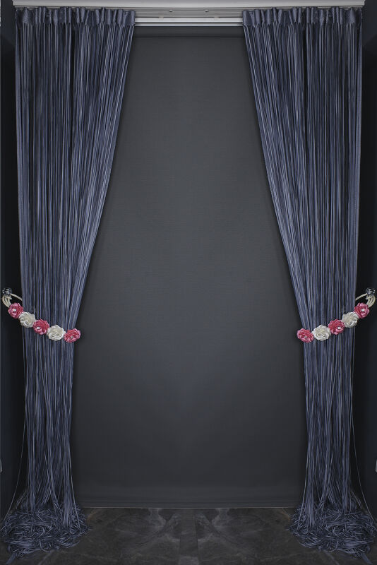 DÜZ İP MODEL DUMAN GRİSİ RENK HAZIR İP PERDE 300 CM EN 280 CM BOY - 9