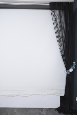 DÜZ İP PERDE 0.80 mm ANTRASİT RENK 100 Cm En 280 Cm Boy HAZIR YASSI KALIN ŞERİT İP PERDE - 6