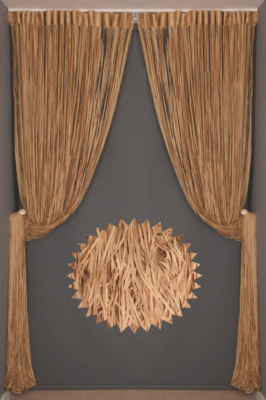 İP MODEL GOLD RENK İP PERDE 300*280 cm - 2 mm şerit - 7
