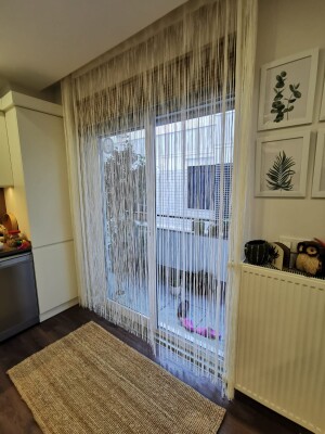 İP MODEL KREM RENK İP PERDE 180 Cm En 280 cm Boy 2 mm şeritler halinde hazır ip perde - 7