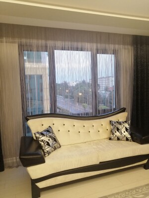 İP MODEL KREM RENK İP PERDE 180 Cm En 280 cm Boy 2 mm şeritler halinde hazır ip perde - 8