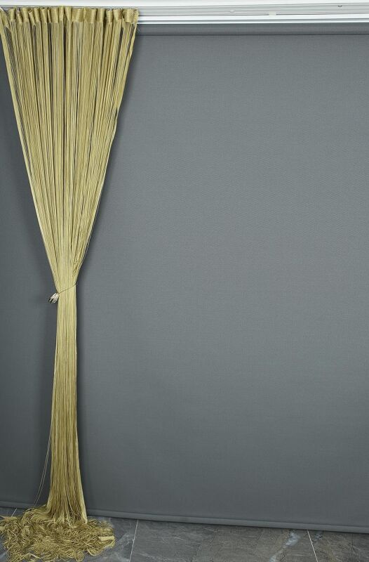 İP PERDE İNCE ZİNCİR GOLD RENK HAZIR DÜĞMELERİ DİKİLMİŞ İP PERDE EN 180 CM BOY 280 CM - 10