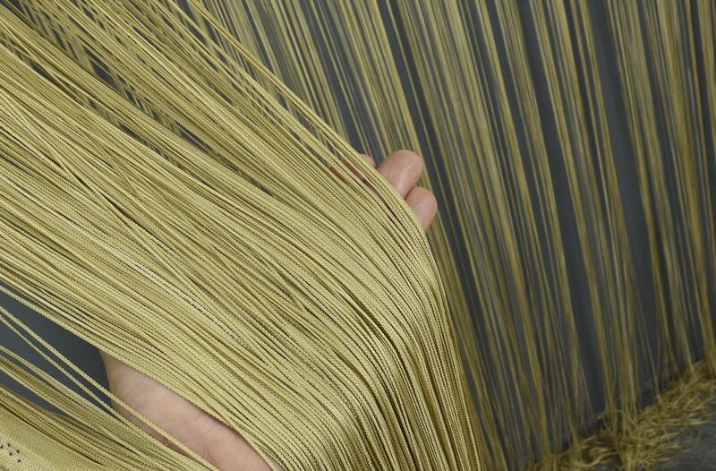 İP PERDE İNCE ZİNCİR GOLD RENK KORNİŞ DÜĞMELİ 100 x 280 - 5