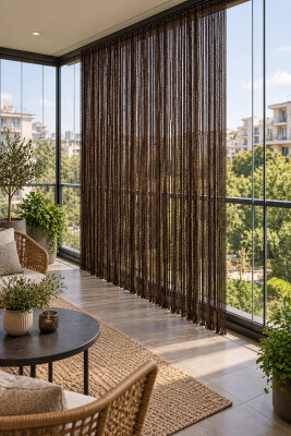 İP PERDE ÖZEL İNCE ZİNCİR ACI KAHVE RENK EN 100 CM BOY 300 CM - 4