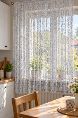 İP PERDE ÖZEL SERİ BUKLE GÜMÜŞ SİMLİ GRİ RENK (KORNİŞ+RUSTİK) EN 100 CM BOY 300 CM - 4