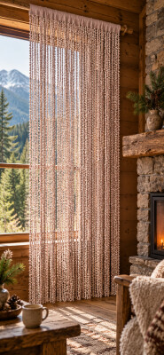 İP PERDE ÖZEL SERİ BUKLE PUDRA RENK (KORNİŞ+RUSTİK) EN 100 CM BOY 300 CM - 4