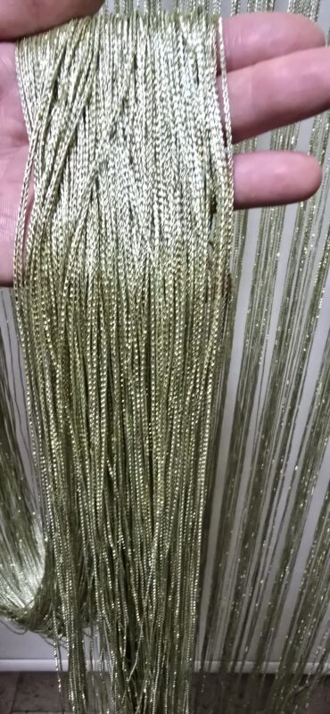 İP PERDE ÖZEL SERİ İNCE ZİNCİR ALTIN SİMLİ YEŞİL RENK EN 100 CM BOY 300 CM - 7