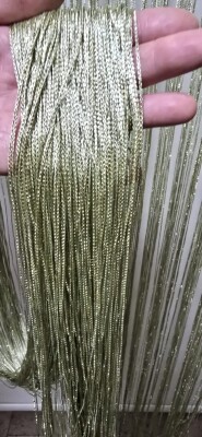 İP PERDE ÖZEL SERİ İNCE ZİNCİR ALTIN SİMLİ YEŞİL RENK EN 100 CM BOY 300 CM KORNİŞ VE RUSTİK KULLANIM - 5