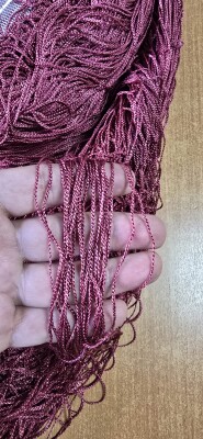 İP PERDE ÖZEL SERİ İNCE ZİNCİR BORDO RENK (KORNİŞ+RUSTİK) EN 100 CM BOY 300 CM - 8