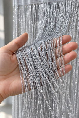 İP PERDE ÖZEL SERİ İNCE ZİNCİR GÜMÜŞ SİMLİ GRİ RENK (KORNİŞ+RUSTİK) EN 100 CM BOY 300 CM - 7