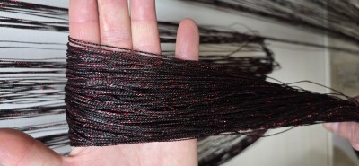 İP PERDE ÖZEL SERİ İNCE ZİNCİR KIRMIZI SİMLİ SİYAH RENK (KORNİŞ & RUSTİK) EN 100 CM BOY 300 CM - 6