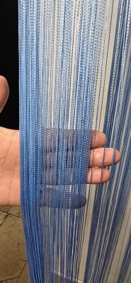 İP PERDE ÖZEL SERİ İNCE ZİNCİR MAVİ EN 100 CM BOY 300 CM KORNİŞ VE RUSTİK KULLANIMA MÜSAİT - 8