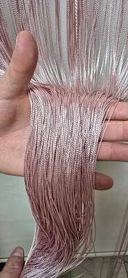 İP PERDE ÖZEL SERİ İNCE ZİNCİR PUDRA RENK 100 CM EN 300 CM BOY KORNİŞ VE RUSTİK KULLANIMLI - 8
