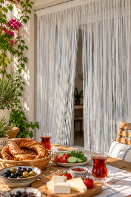 İP PERDE ÖZEL SERİ İNCE ZİNCİR SİMLİ KIRIK BEYAZ RENK (100 * 300) KORNİŞ VE RUSTİK KULLANIM - 7