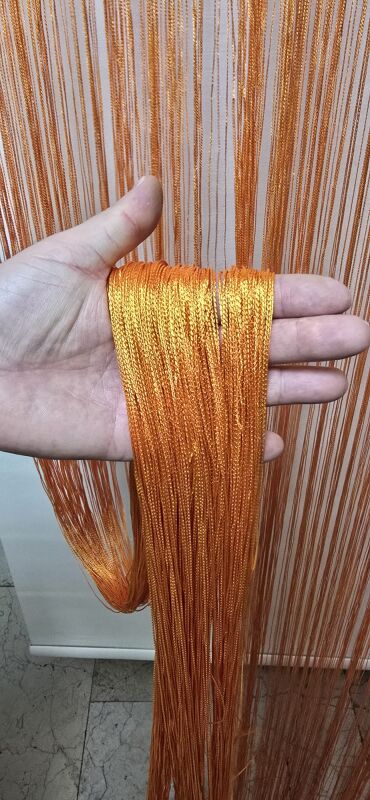 İP PERDE ÖZEL SERİ İNCE ZİNCİR TURUNCU EN 100 CM BOY 300 CM KORNİŞ VEYA RUSTİK KULLANIM - 7