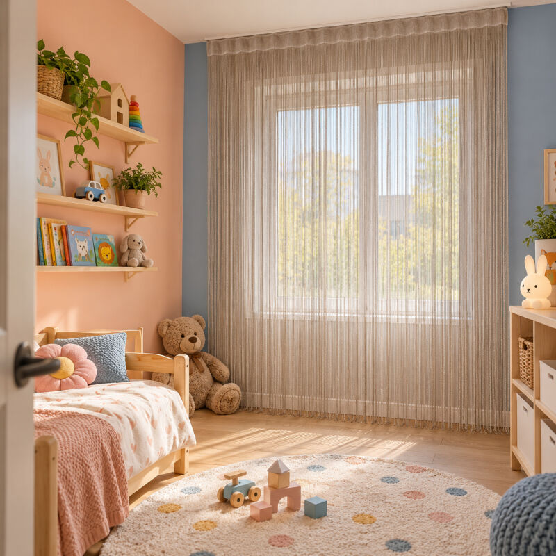 İP PERDE ÖZEL SERİ İNCE ZİNCİR VİZON EN 100 CM BOY 300 CM KORNİŞ VEYA RUSTİK KULLANILABİLİR - 4