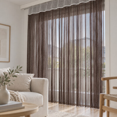 İP PERDE ÖZEL SERİ KALIN ZİNCİR ACI KAHVE RENK (100 * 300) KORNİŞ VE RUSTİK KULLANIM - 7