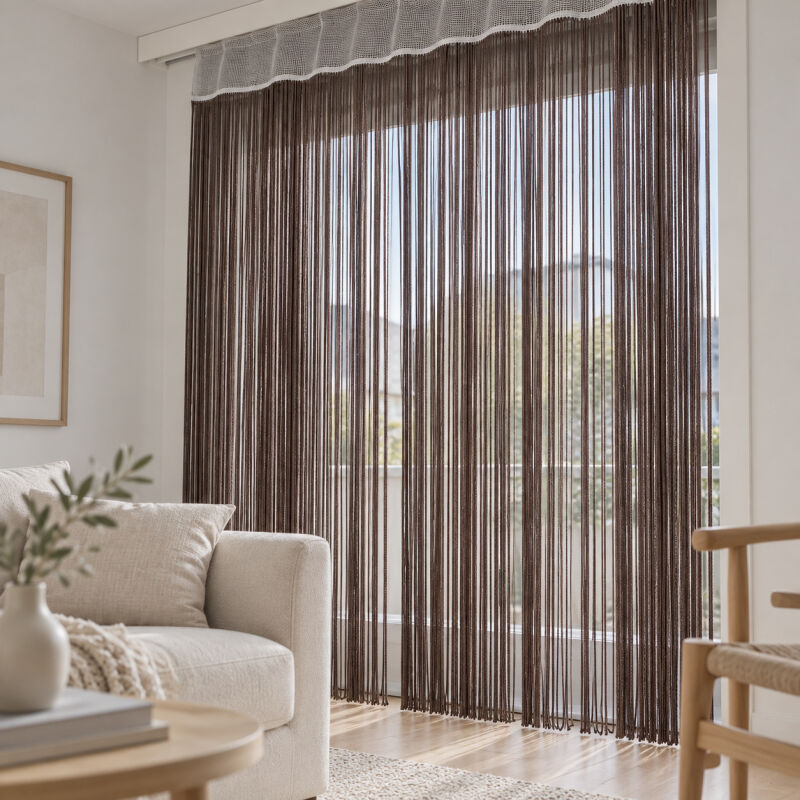 İP PERDE ÖZEL SERİ KALIN ZİNCİR ACI KAHVE RENK (100 * 300) KORNİŞ VE RUSTİK KULLANIM - 7