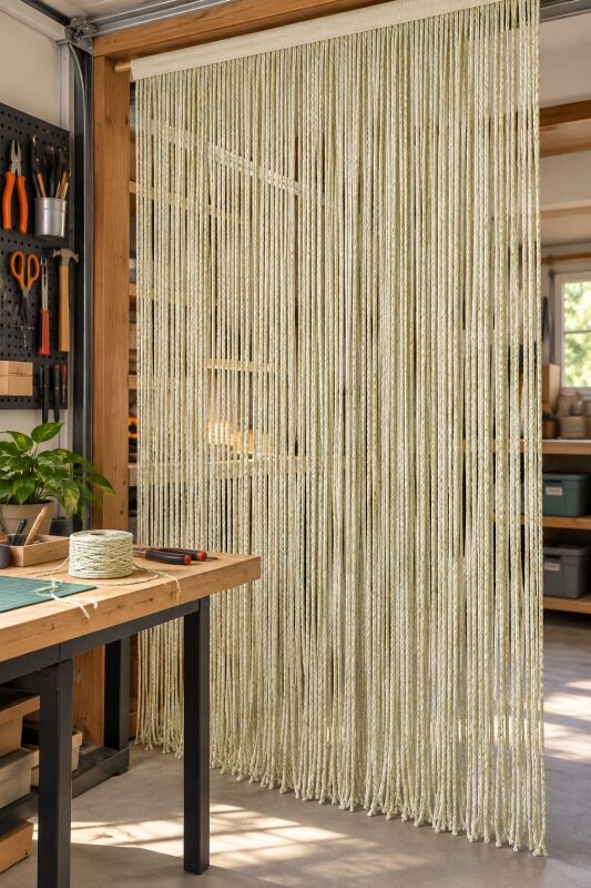 İP PERDE ÖZEL SERİ KALIN ZİNCİR ALTIN SİMLİ PASTEL AÇIK YEŞİL RENK (100 * 300) KORNİŞ VE RUSTİK KULLANIM - 5