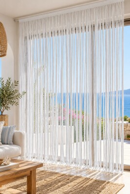 İP PERDE ÖZEL SERİ KALIN ZİNCİR BEYAZ EN 100 CM BOY 300 CM KORNİŞ VE RUSTİK KULLANIMLI - 4