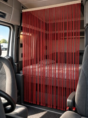 İP PERDE ÖZEL SERİ KALIN ZİNCİR KIRMIZI EN 100 CM BOY 300 CM KORNİŞ VEYA RUSTİK KULLANILABİLİR - 7