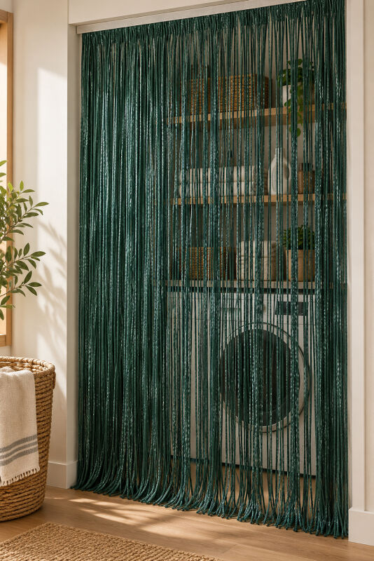 İP PERDE ÖZEL SERİ KALIN ZİNCİR KOYU YEŞİL RENK (KORNİŞ & RUSTİK) EN 100 CM BOY 300 CM - 9