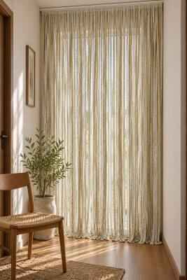 İP PERDE ÖZEL SERİ MEGA KALIN ZİNCİR GÜMÜŞ SİMLİ GOLD RENK (KORNİŞ & RUSTİK) EN 100 CM BOY 300 CM - 4