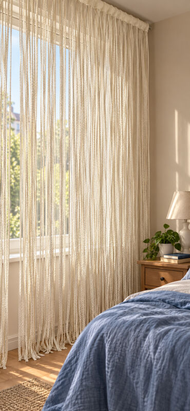 İP PERDE ÖZEL SERİ MEGA KALIN ZİNCİR KREM RENK (KORNİŞ & RUSTİK) EN 100 CM BOY 300 CM - 8