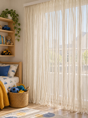 İP PERDE ÖZEL SERİ MEGA KALIN ZİNCİR KREM RENK (KORNİŞ & RUSTİK) EN 100 CM BOY 300 CM - 9