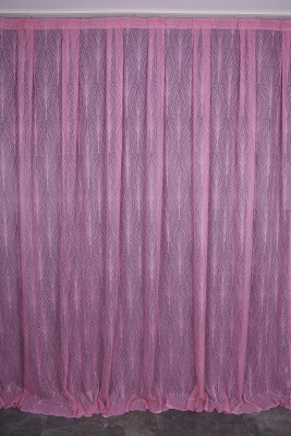 KDK 2580 DESEN PEMBE RENK TEK KANAT Hazır dikilmiş Pileli Fon Perde 300*260 cm - 1