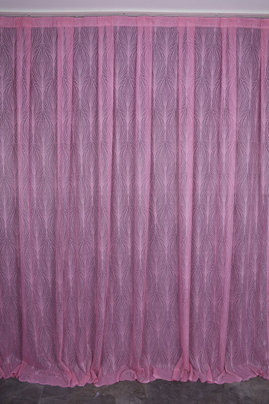 KDK 2580 DESEN PEMBE RENK TEK KANAT Hazır dikilmiş Pileli Fon Perde 300*260 cm - 1
