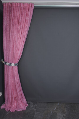 KDK 2580 DESEN PEMBE RENK TEK KANAT Hazır dikilmiş Pileli Fon Perde 300*260 cm - 5