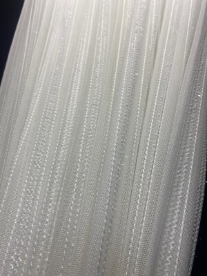 MAKARNA 550 MODEL SİMLİ KIRIK BEYAZ RENK HAZIR DİKİLMİŞ PİLELİ TÜL PERDE 300*260 - 3