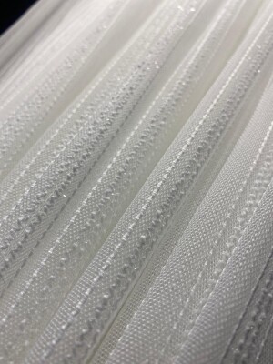 MAKARNA 550 MODEL SİMLİ KIRIK BEYAZ RENK HAZIR DİKİLMİŞ PİLELİ TÜL PERDE 300*260 - 4