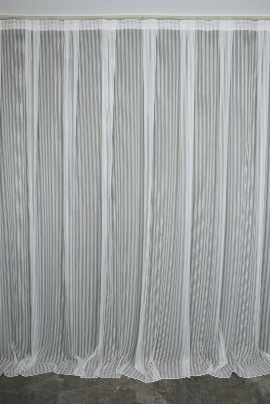 MAKARNA 550 MODEL SİMLİ KIRIK BEYAZ RENK HAZIR DİKİLMİŞ PİLELİ TÜL PERDE 300*260 - 6