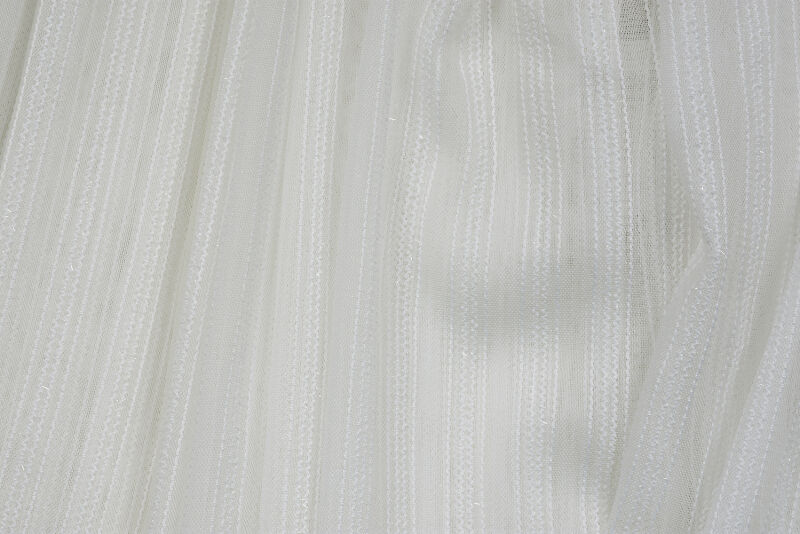 MAKARNA 550 MODEL SİMLİ KIRIK BEYAZ RENK HAZIR DİKİLMİŞ PİLELİ TÜL PERDE 300*260 - 9