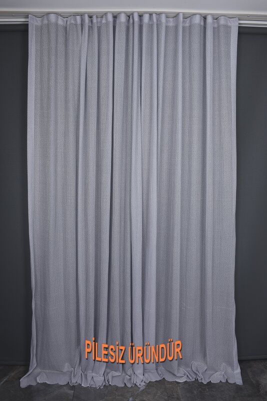 PETEK MODEL GRİ RENK TEK KANAT PİLESİZ Hazır dikilmiş Fon Perde 150*260 cm - 5