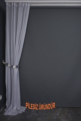 PETEK MODEL GRİ RENK TEK KANAT PİLESİZ Hazır dikilmiş Fon Perde 150*260 cm - 8