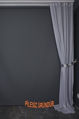 PETEK MODEL GRİ RENK TEK KANAT PİLESİZ Hazır dikilmiş Fon Perde 150*260 cm - 9